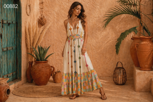 #00882 Langes Kleid Stk
