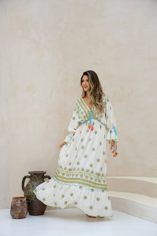 Vestido largo feminino con manga larga | Talla única | Paquete de 6 | Colores surtidos #5046