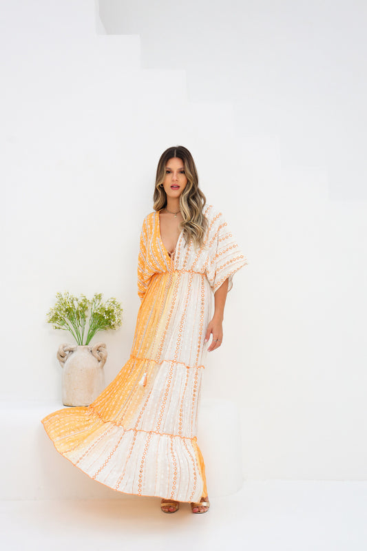 Vestido largo feminino con bordado | Talla única | Paquete de 6 | Colores surtidos #5094