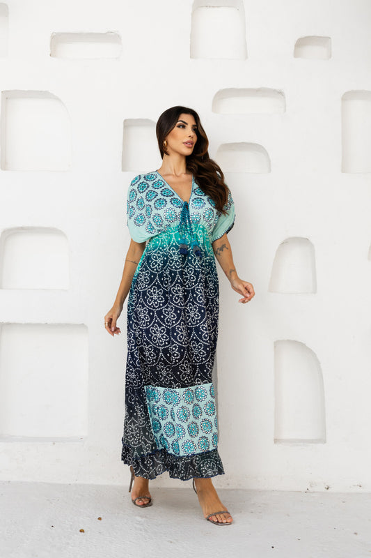 Vestido largo feminino con bordado | Talla única | Paquete de 6 | Colores surtidos #5096