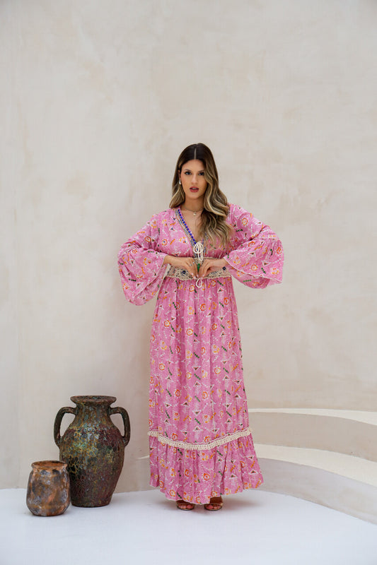 Vestido largo feminino con bordado | Talla única | Paquete de 6 | Colores surtidos #6011