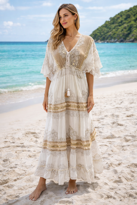 #8024 VESTIDO LARGO PIEZAS