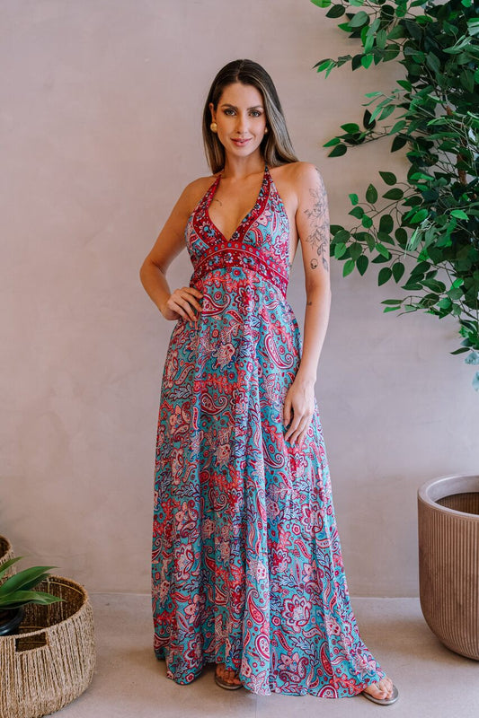 Vestido largo feminino poliéster, talla única paquete de 6 colores surtidos #4708