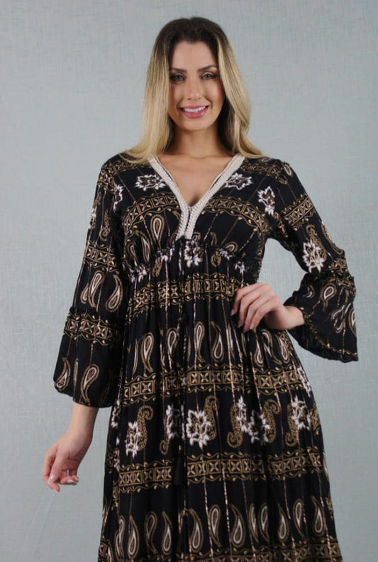 Vestido largo feminino con bordado, talla única paquete de 6 colores surtidos #D-09